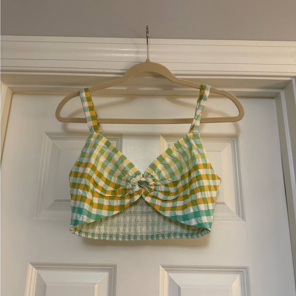 O'Neill Yellow and Green Gingham Crop Top